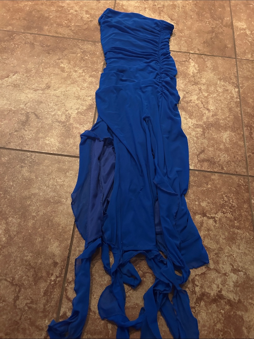 SHEIN Royal Blue Strapless Ruched Maxi Dress